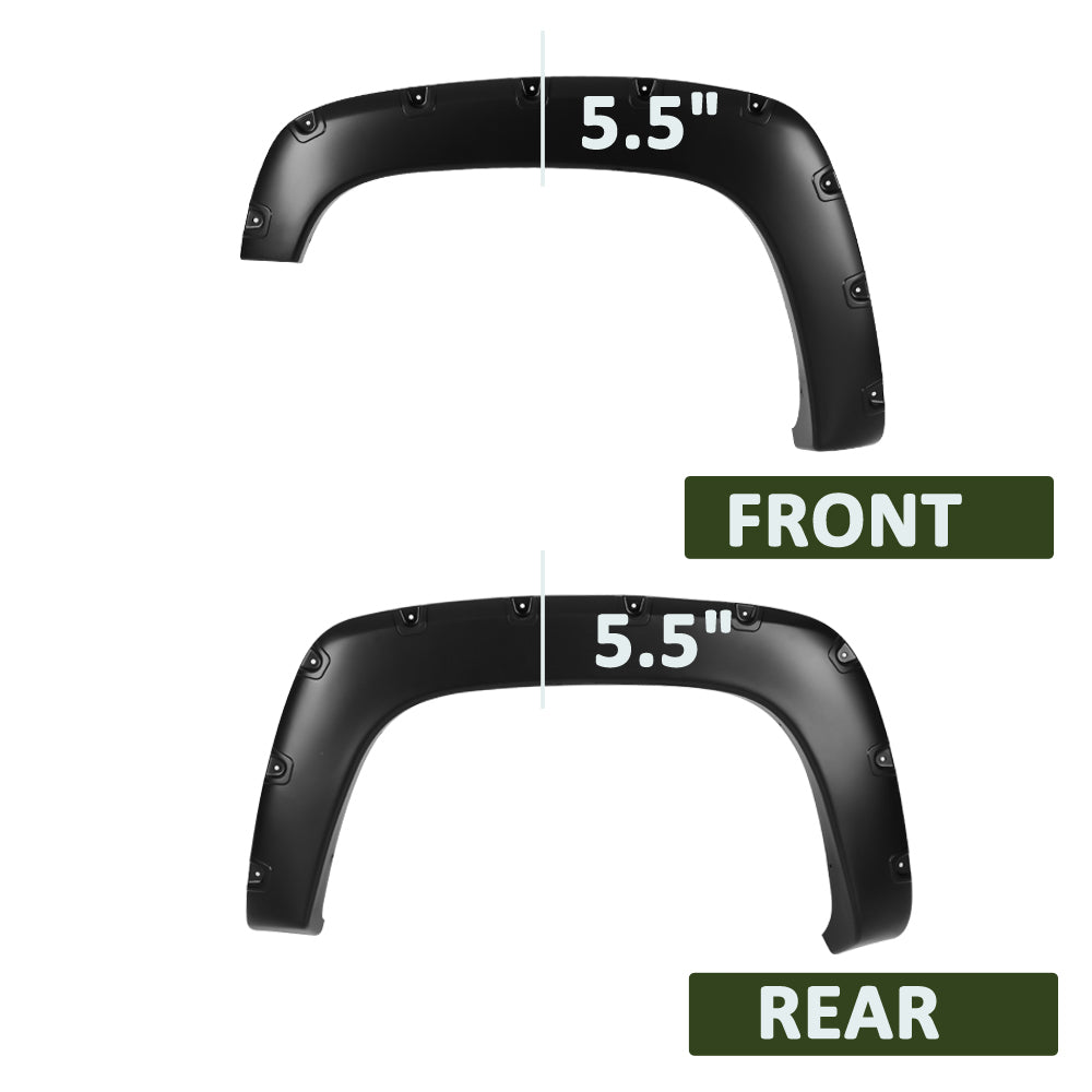 1988 - 1998 Chevrolet GMC C10 C/K 1500 Matte Black Rivet Style Fender Flares