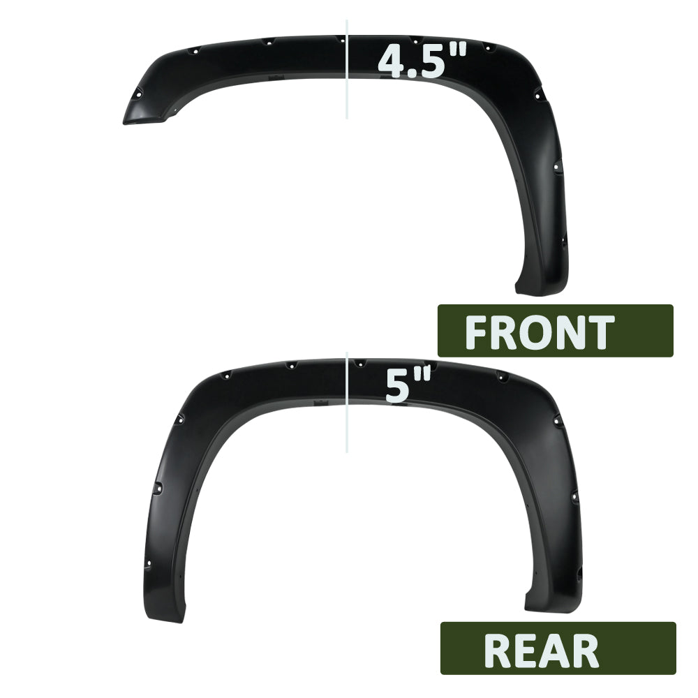 1999-2007 Chevrolet Silverado/ 1999-2006 GMC Sierra Matte Black Rivet Style Fender Flares