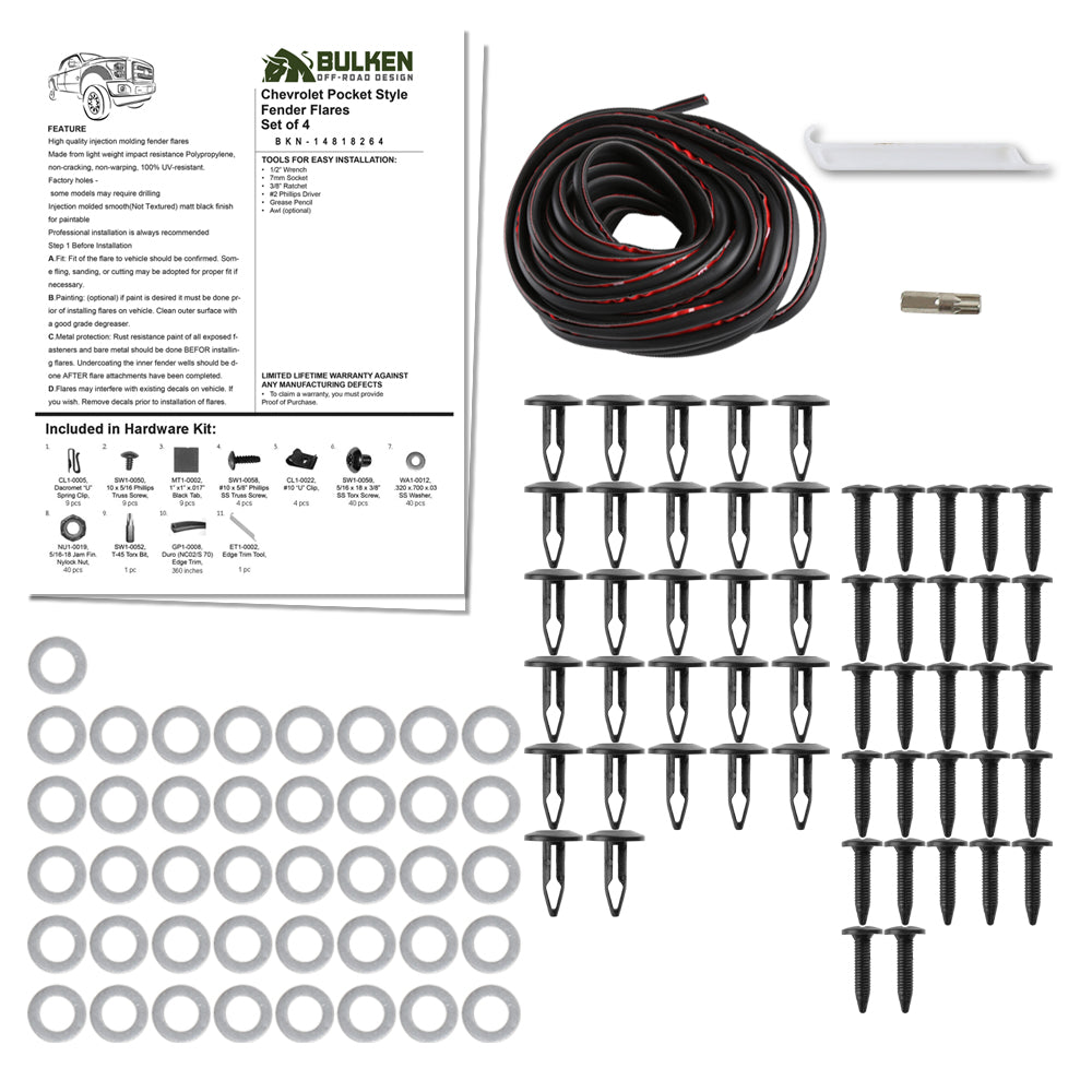 1999-2007 Chevrolet Silverado/ 1999-2006 GMC Sierra Matte Black Rivet Style Fender Flares