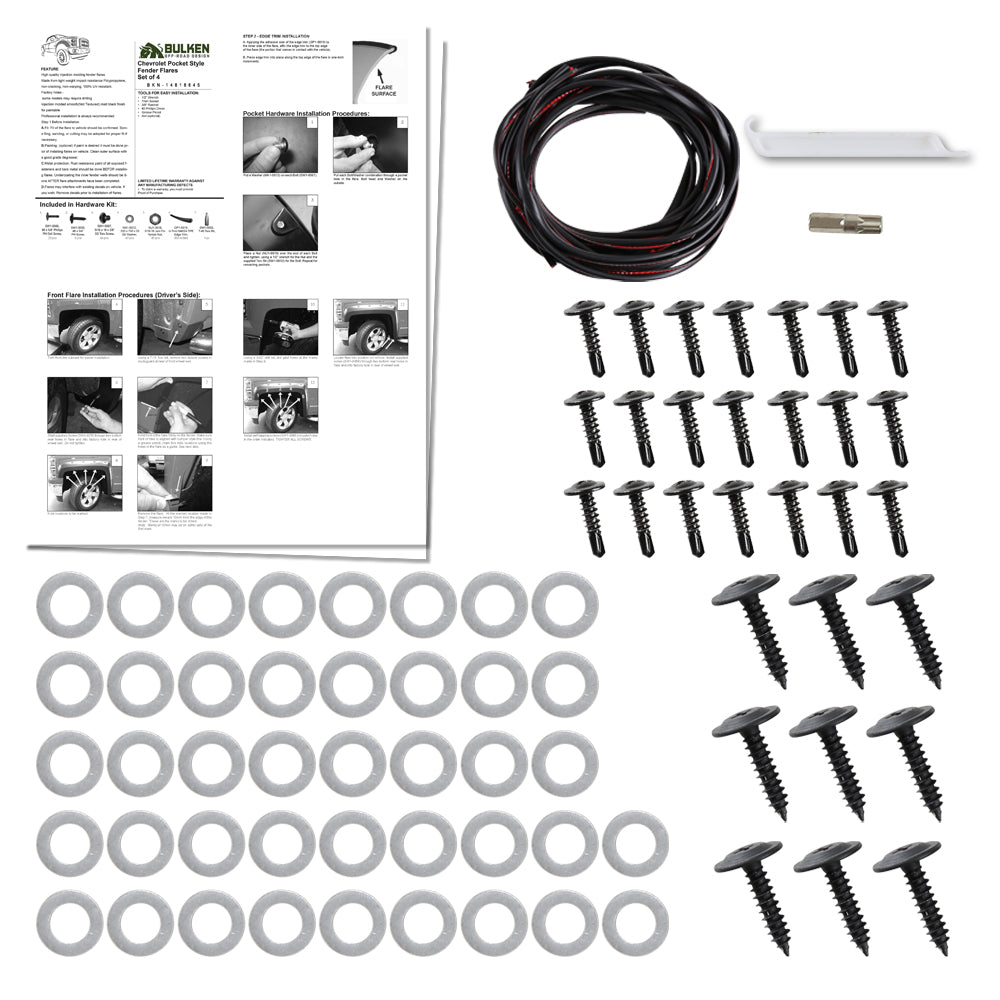 2014-2018 Chevrolet Silverado 2500HD/3500HD Matte Black Rivet Style Fender Flares