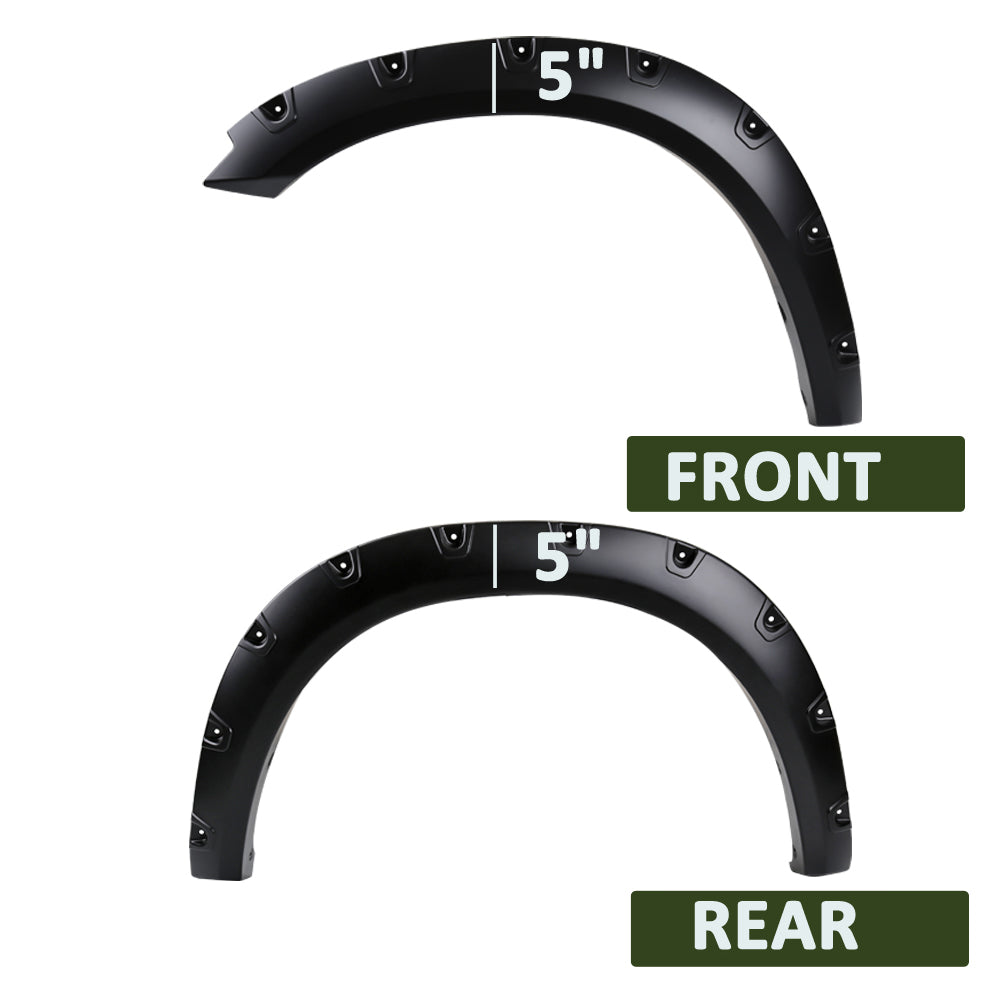 2009-2023 Dodge RAM 1500 Fleetside Matte Black Rivet Style Fender Flares