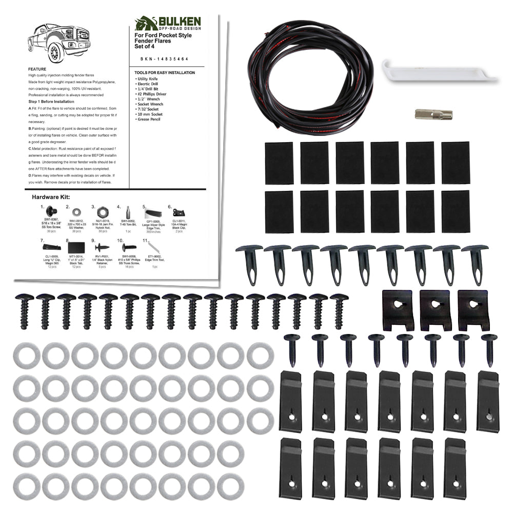 2009-2014 Ford F-150 Styleside Matte Black Rivet Style Fender Flares