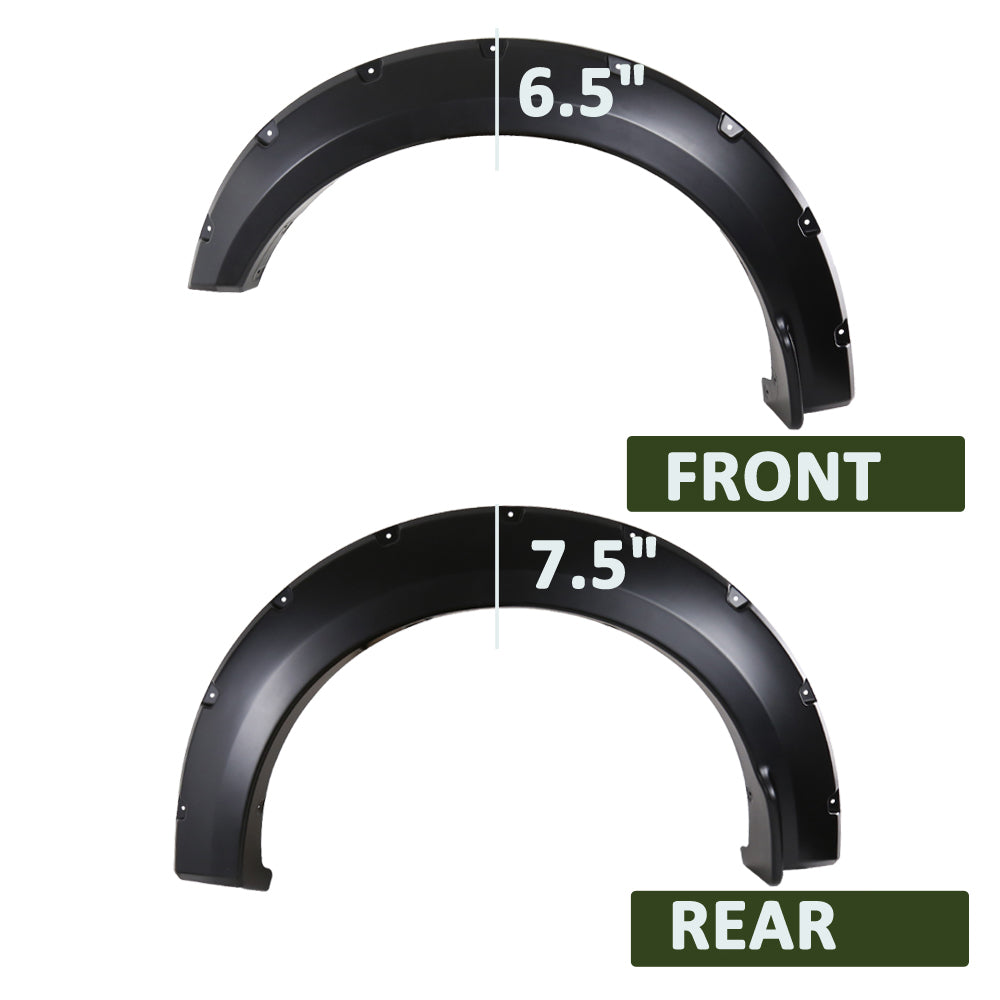 2015 - 2017 Ford F-150 Styleside Matte Black Rivet Style Fender Flares