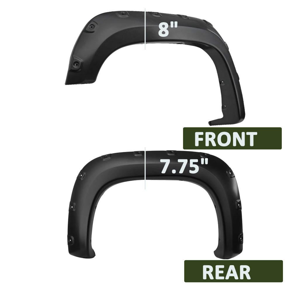 2007-2013 GMC Sierra 1500 Fleetside Matte Black Rivet Style Fender Flares