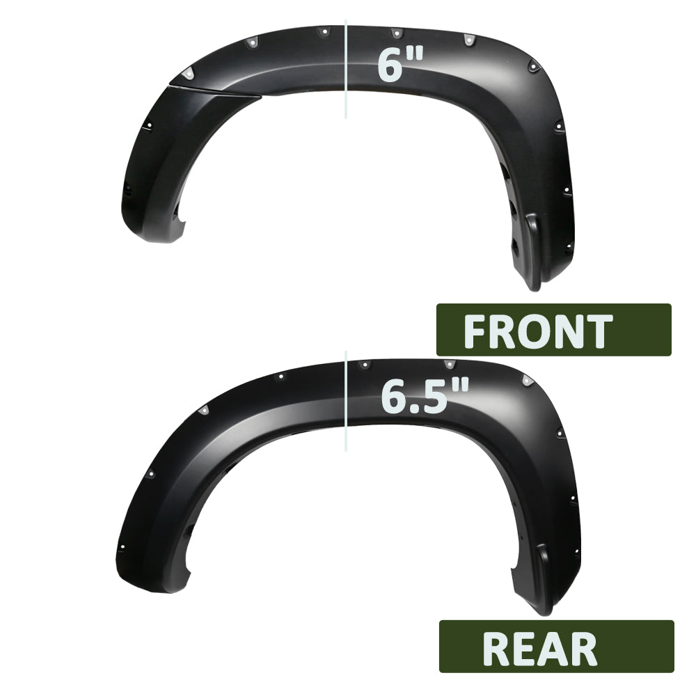 2005-2011 Toyota Tacoma 72" Bed Fleetside Matte Black Rivet Style Fender Flares