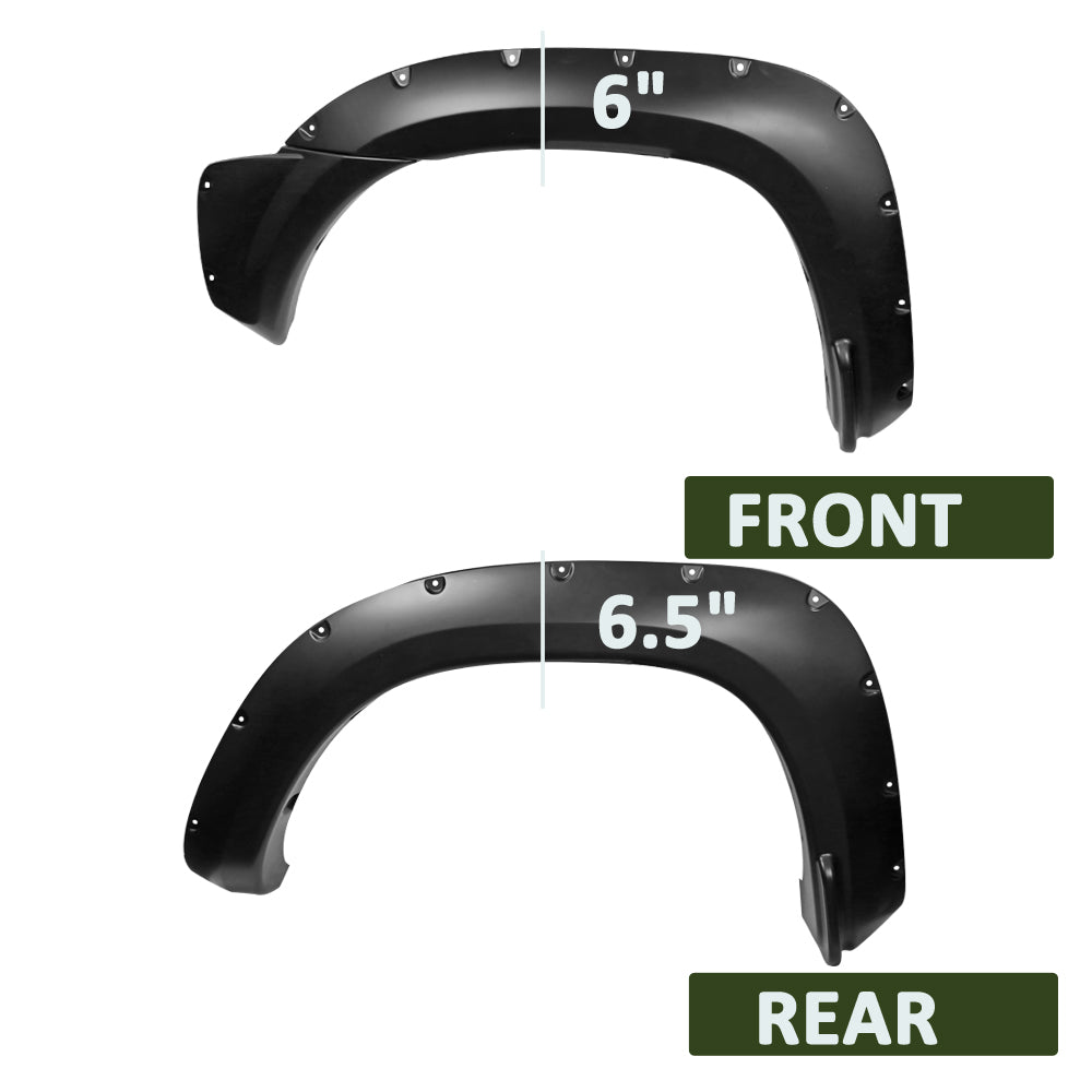 2012-2015 Toyota Tacoma 72" Long Bed Fleetside Matte Black Rivet Style Fender Flares