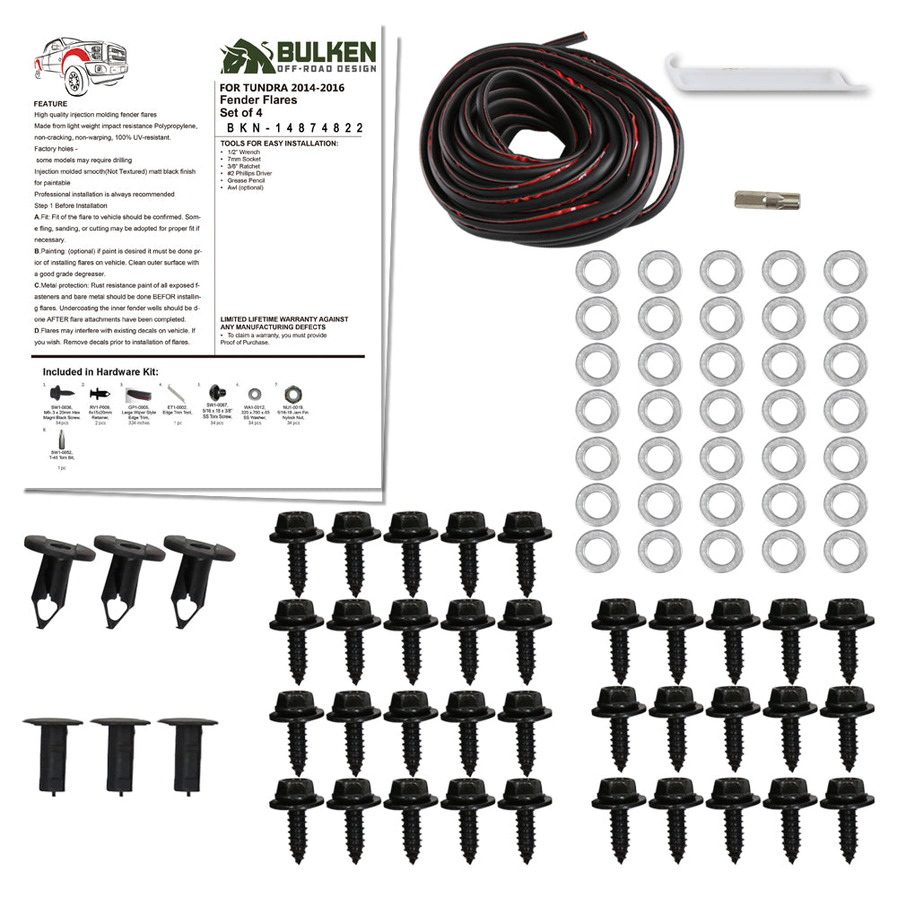 2014-2018 Toyota Tundra Matte Black Rivet Style Fender Flares