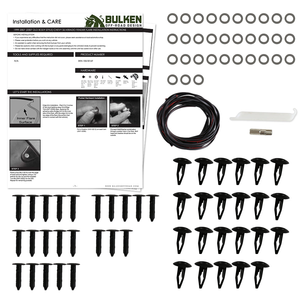 1999-2006 Chevrolet Silverado / GMC Sierra Fleetside Black Rugged Rivet Style Fender Flares