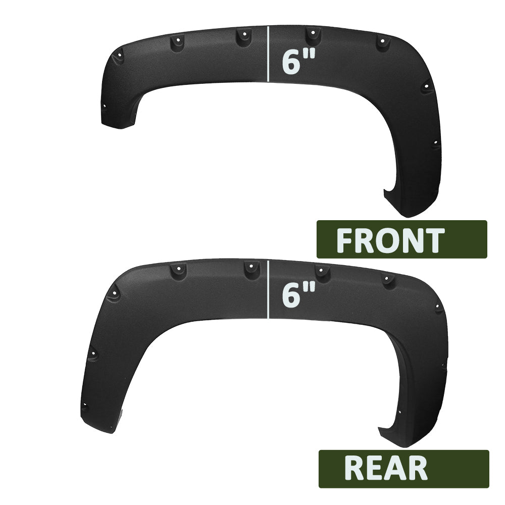 1988 - 1998 Chevrolet C10/GMC C/K 1500 Black Rugged Rivet Style Fender Flares
