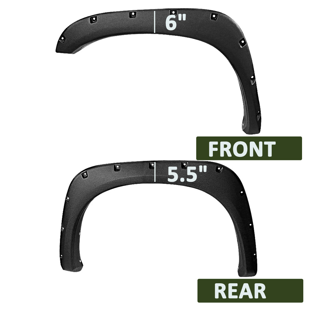 2002-2008 Dodge RAM 1500/ 2003-2009 RAM 2500 3500 Black Rugged Rivet Style Fender Flares