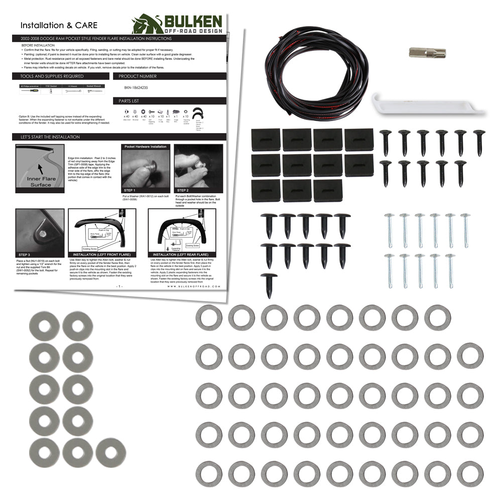 2002-2008 Dodge RAM 1500/ 2003-2009 RAM 2500 3500 Black Rugged Rivet Style Fender Flares