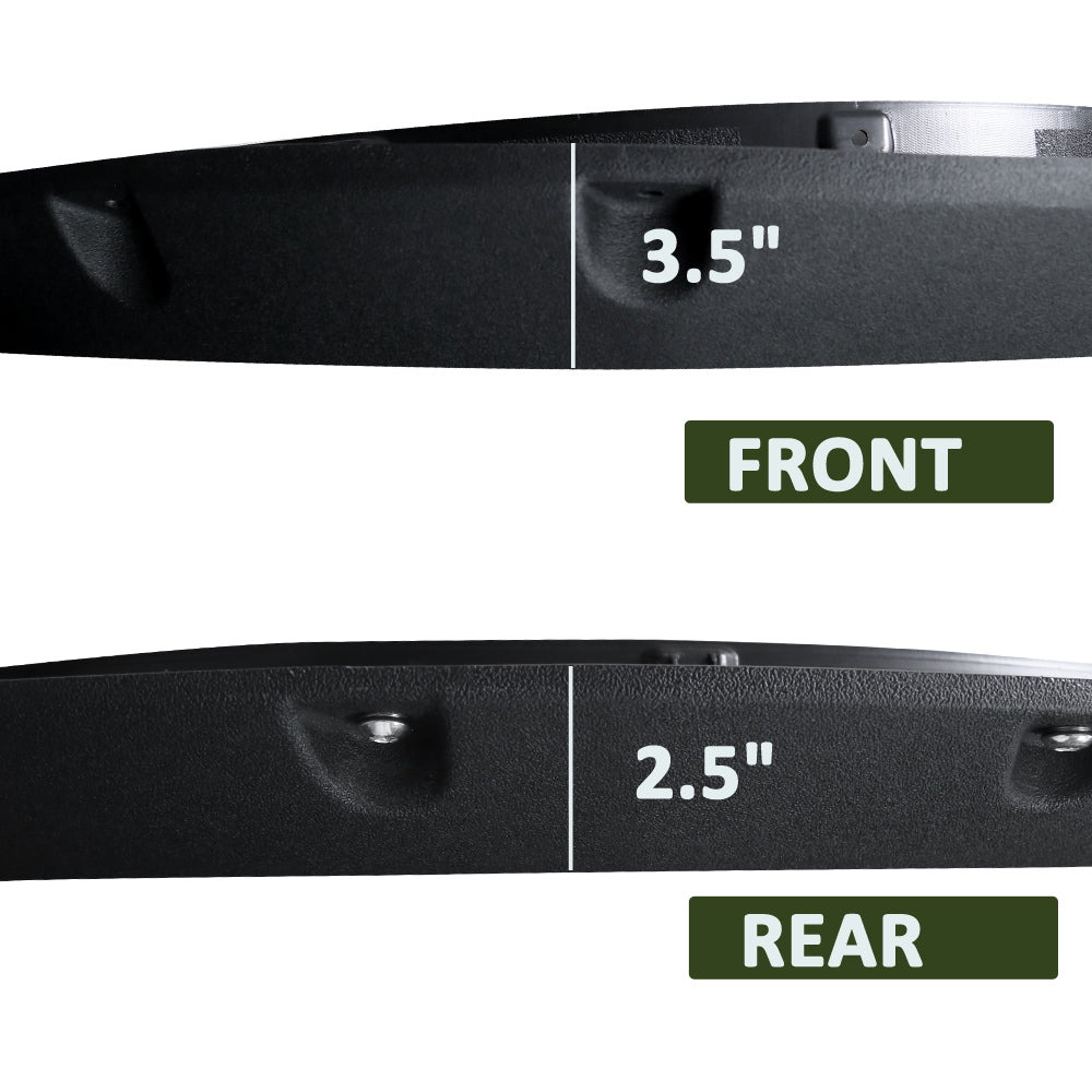 2009-2023 Dodge RAM 1500 Fleetside Black Rugged Rivet Style Fender Flares