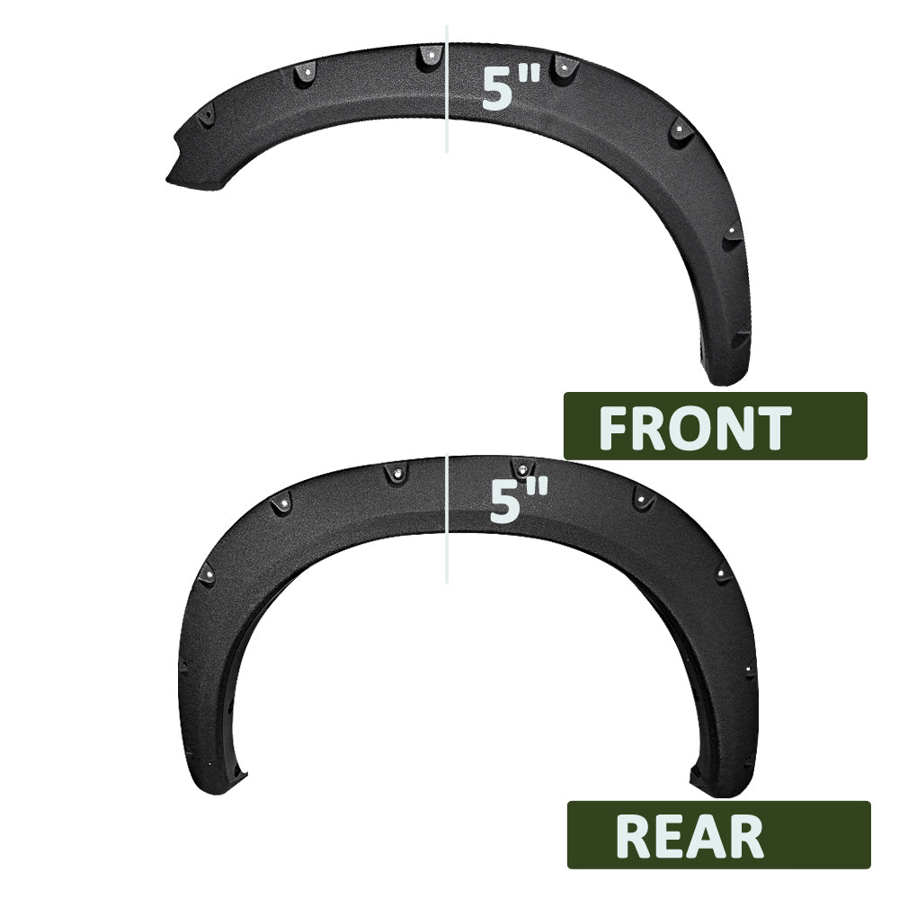 2009-2023 Dodge RAM 1500 Fleetside Black Rugged Rivet Style Fender Flares
