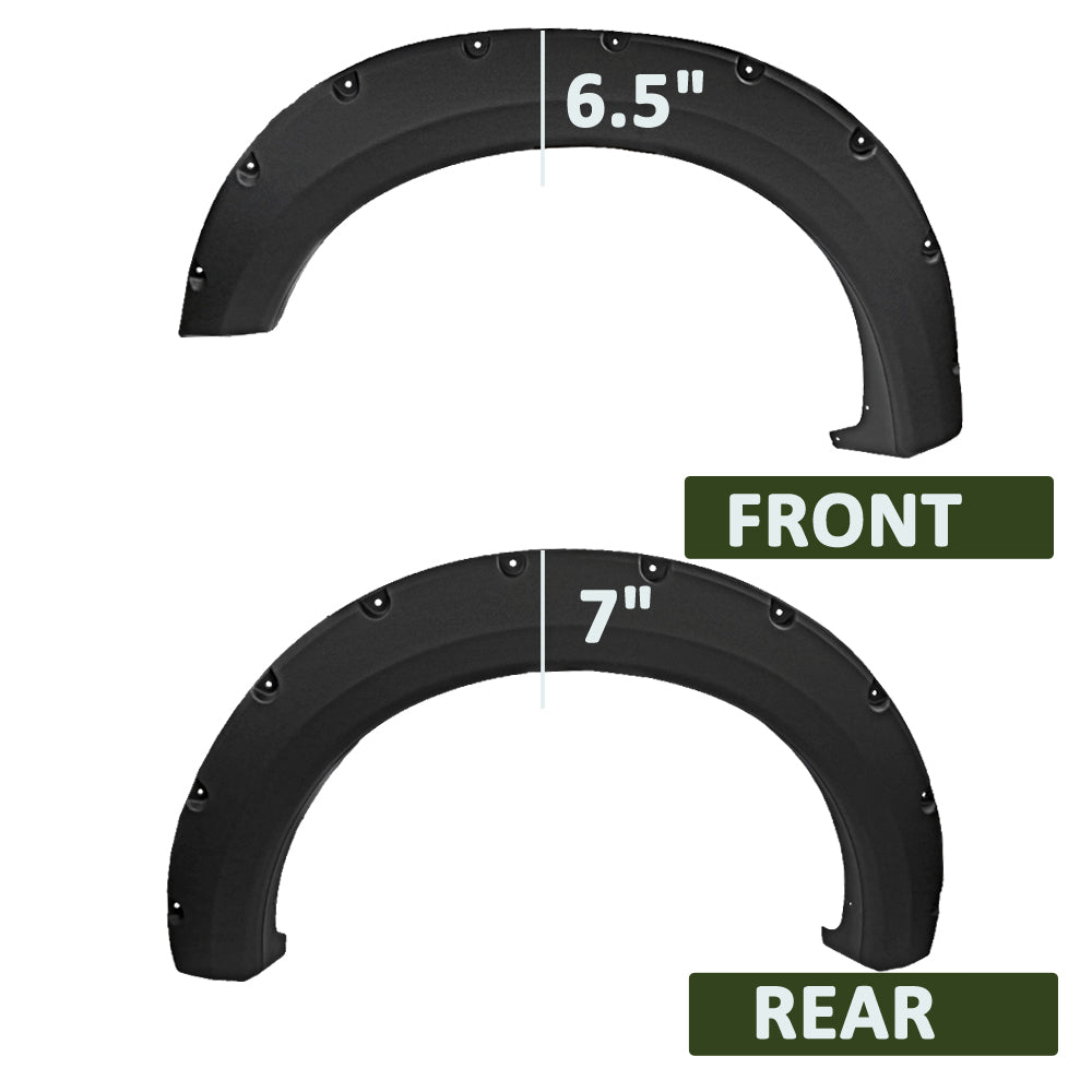 2004-2008 Ford F-150 Styleside Black Rugged Rivet Style Fender Flares