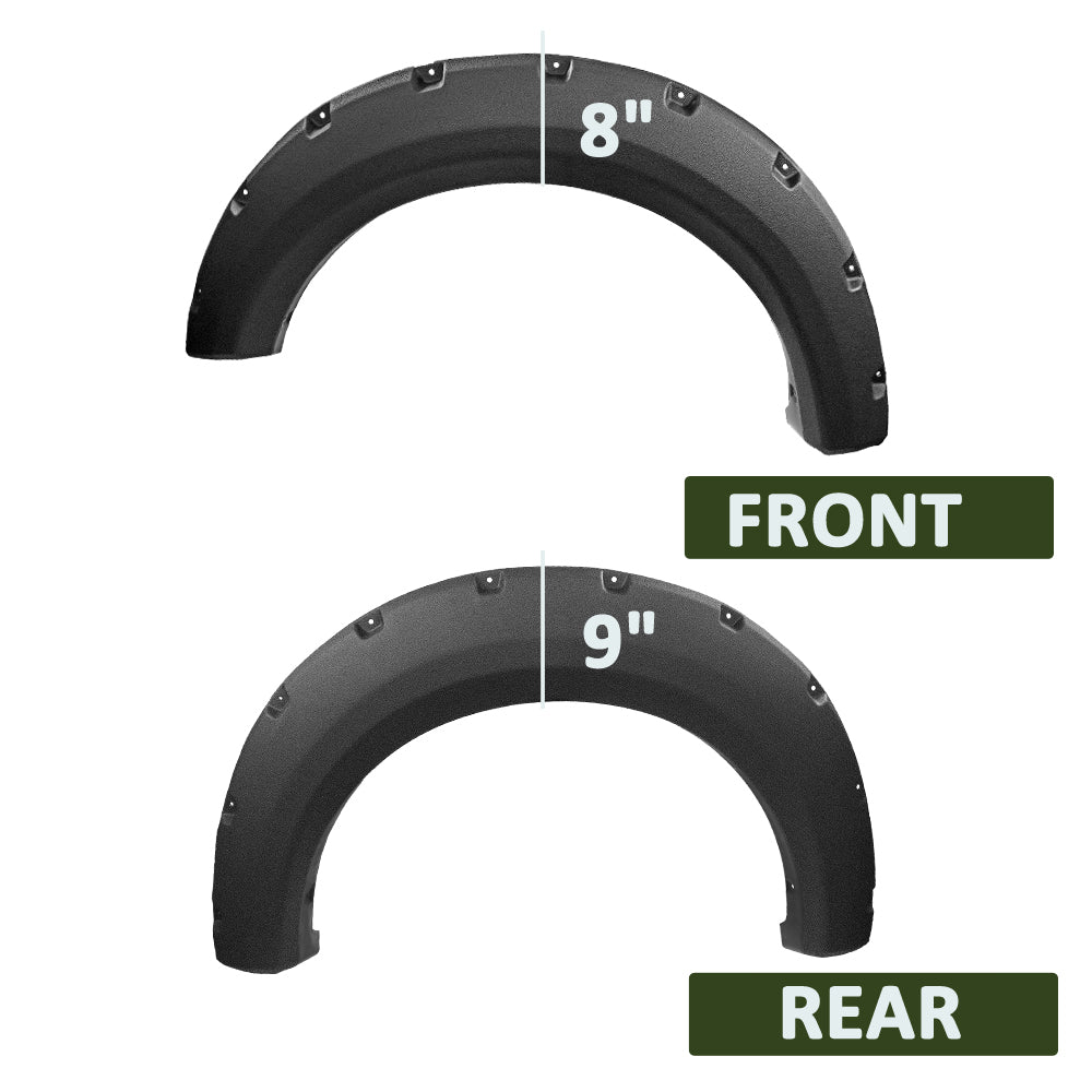 2009 - 2014 Ford F-150 Styleside Black Rugged Rivet Style Fender Flares