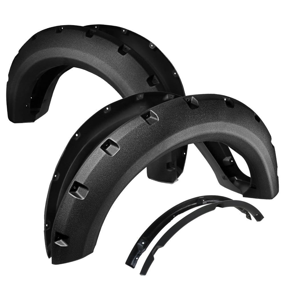 2009 - 2014 Ford F-150 Styleside Black Rugged Rivet Style Fender Flares