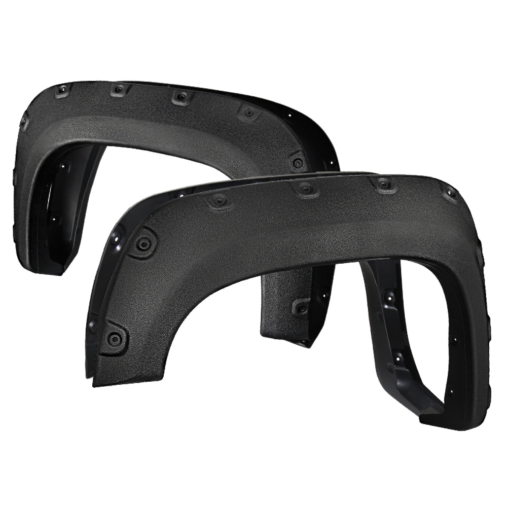 2007-2013 GMC Sierra 1500 Fleetside Black Rugged Rivet Style Fender Flares