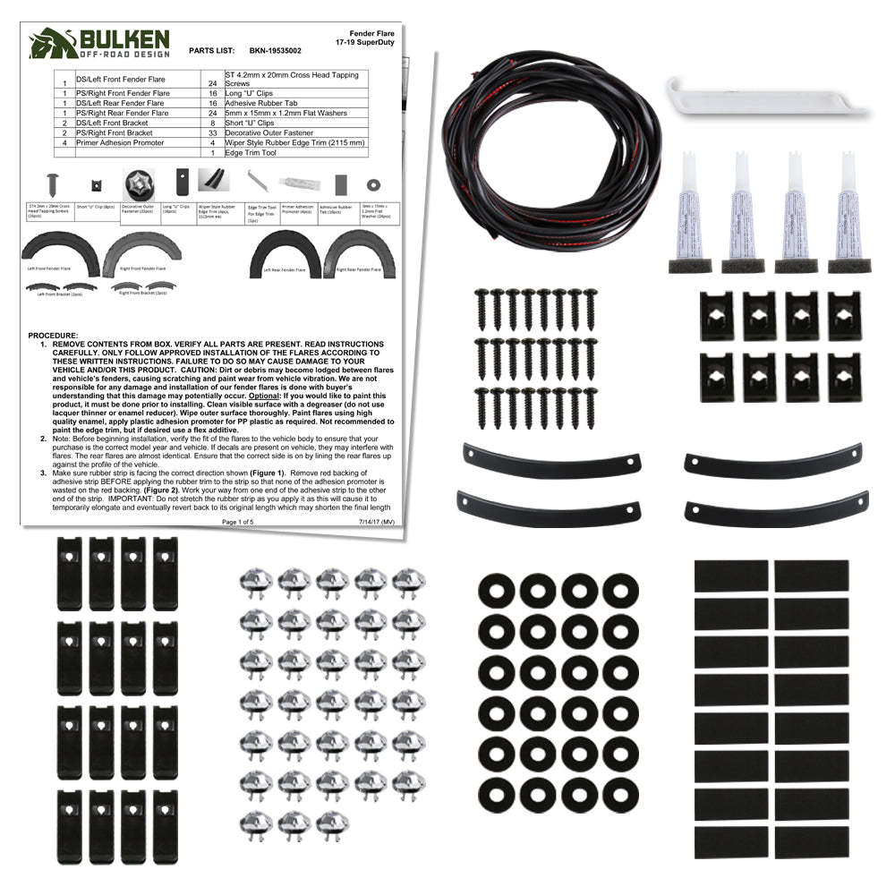 2017-2021 Ford F-250 F-350 F-450 F-550 SuperDuty Matte Black Rivet Style Fender Flares