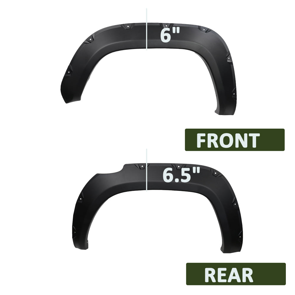 2016-2021 Toyota Tacoma Matte Black Rivet Style Fender Flares