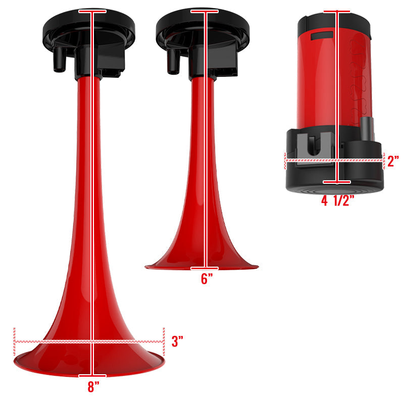Red Air Horn x2 with Compressor