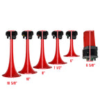 "Dixie" Red Air Horn Trumpets x5 w/ Compressor Kit