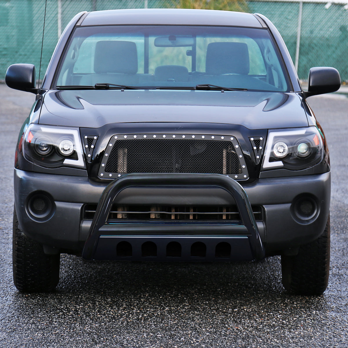 2005-2015 Toyota Tacoma 3" Black Stainless Steel Bull Bar w/ Skid Plate