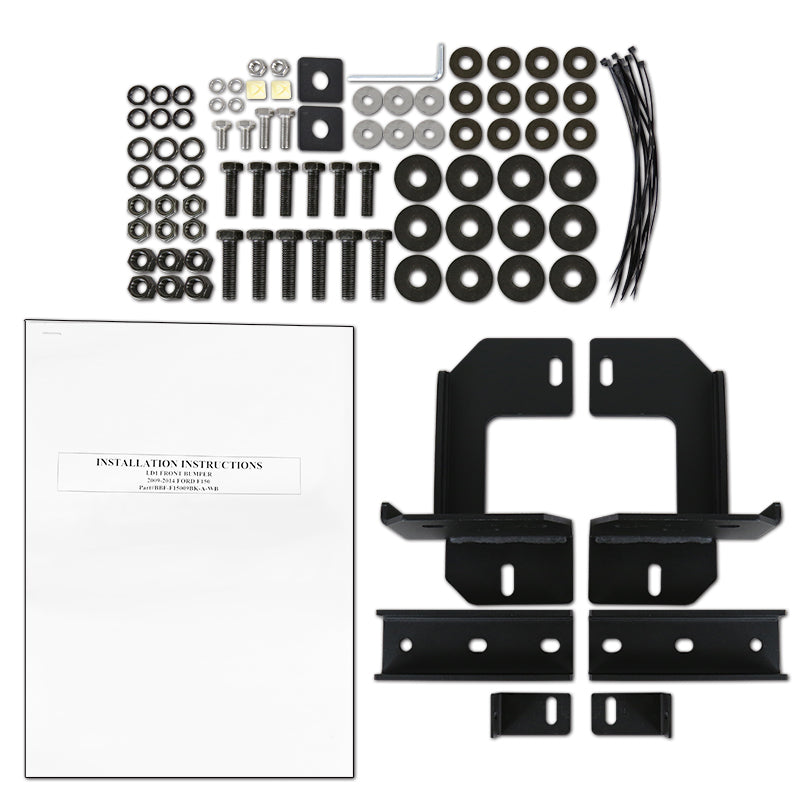2009-2014 Ford F-150 Black Heavy Duty Steel Front Bumper w/ LED Light Ports