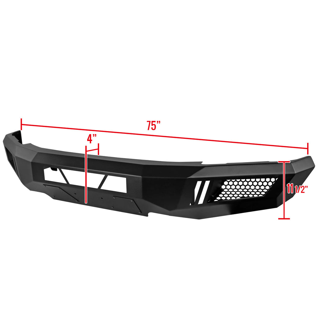 2015-2017 Ford F-150 Black Heavy Duty Steel Front Bumper w/ LED Light Ports