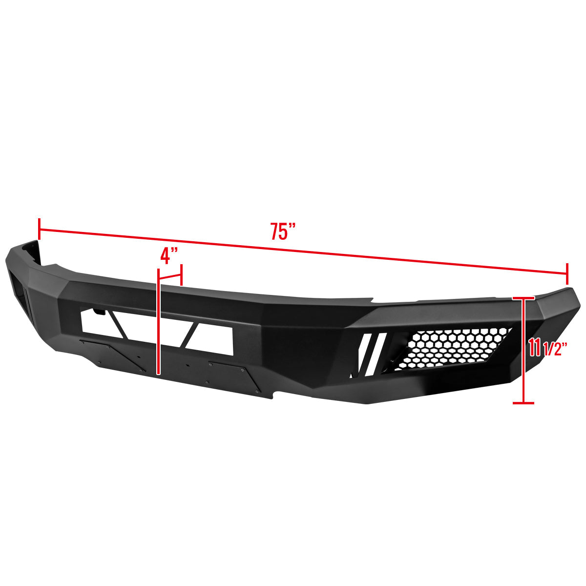 2015-2017 Ford F-150 Black Heavy Duty Steel Front Bumper w/ LED Light Ports