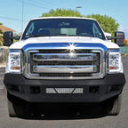 2011-2016 Ford F-150/F-250 Black Heavy Duty Steel Front Bumper w/ LED Light Ports