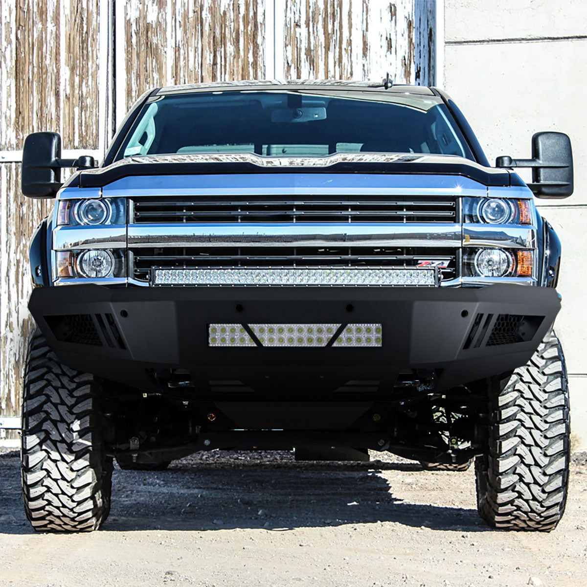 2015-2019 Chevrolet Silverado 2500/3500 Black Heavy Duty Steel Front Bumper w/ LED Light Ports