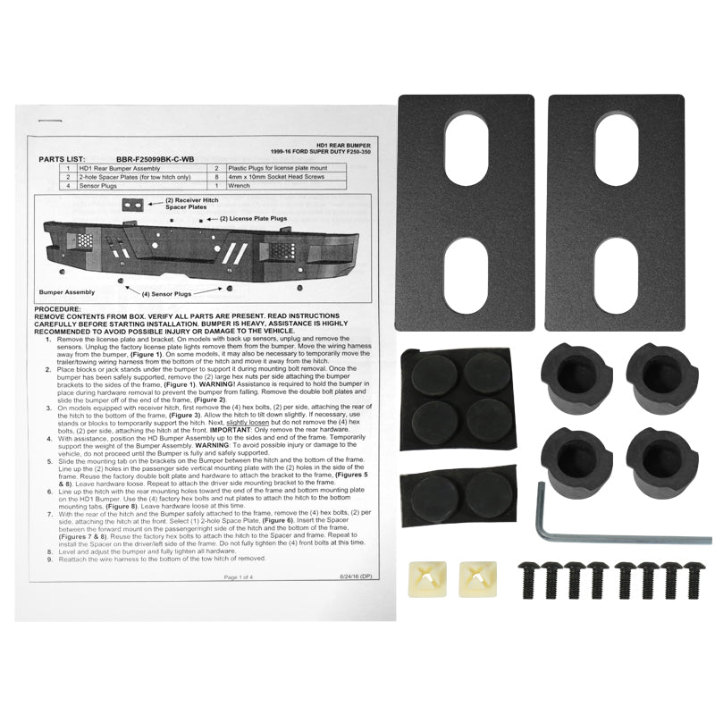 1999-2016 Ford F-250/F-350 Black Heavy Duty Steel Rear Step Bumper
