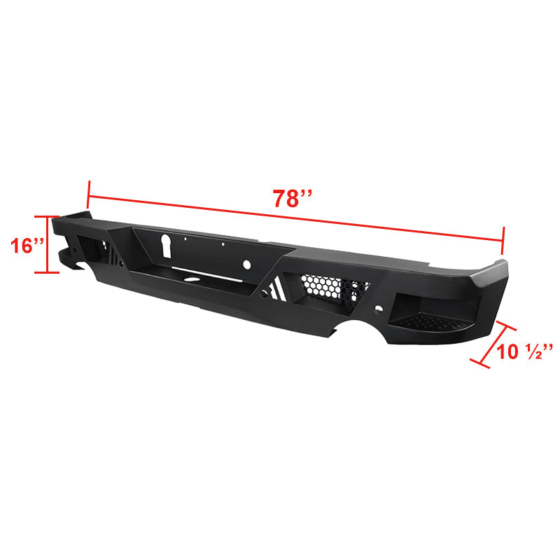 2009-2018 Dodge RAM 1500 / 2019-2021 RAM Classic / 2010-2024 RAM 2500 3500 Black Heavy Duty Steel Rear Step Bumper w/ License Lamp