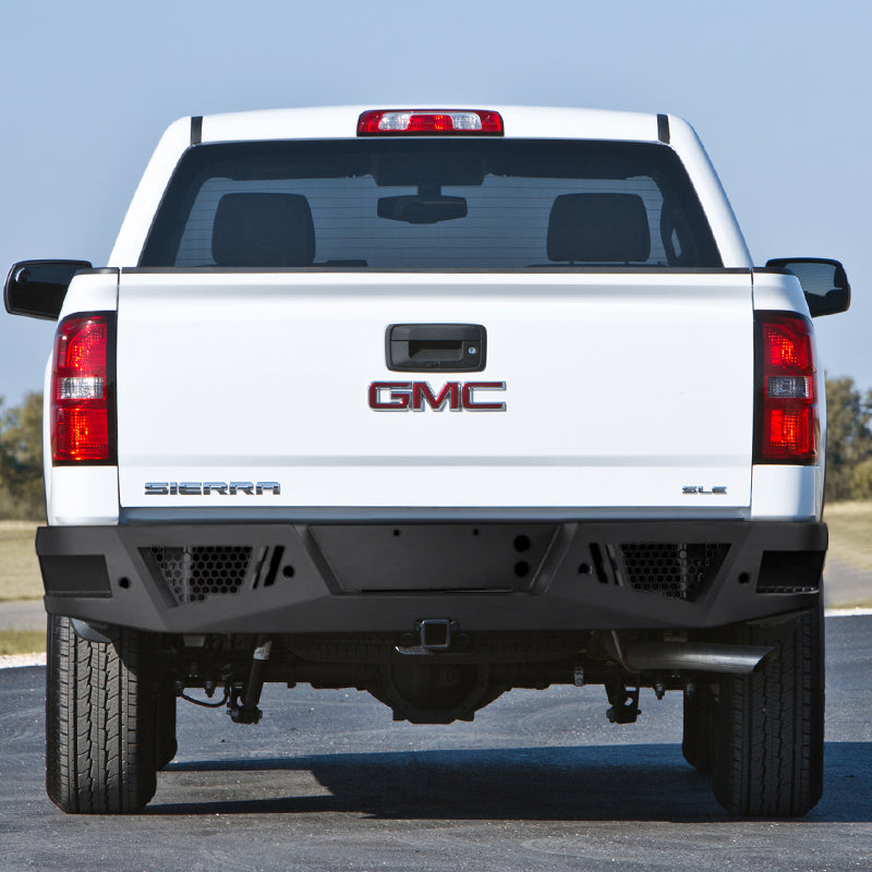 2007-2018 GMC Sierra 1500 Black Heavy Duty Steel Rear Step Bumper w/ License Lamp