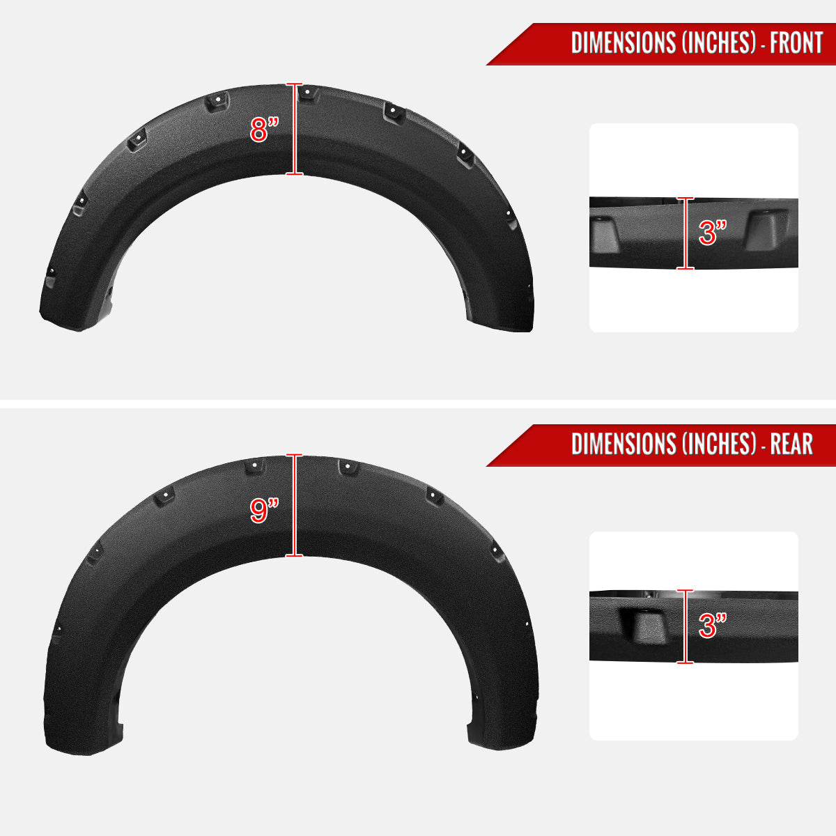 2009-2014 Ford F-150 Styleside Textured Rivet Style Fender Flares