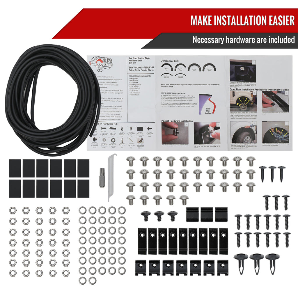 2023-2024 Ford F250 F350 Matte Black Rivet Style Fender Flares