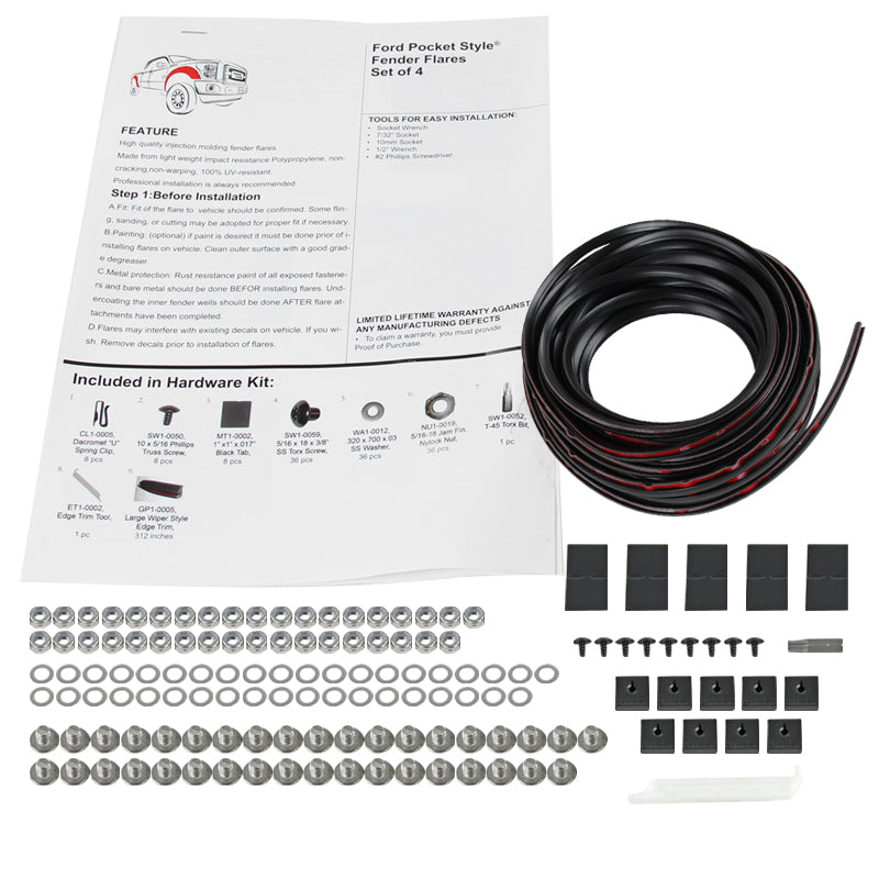 1999-2007 Ford F-250/F350 SuperDuty Smooth Rivet Style Fender Flares