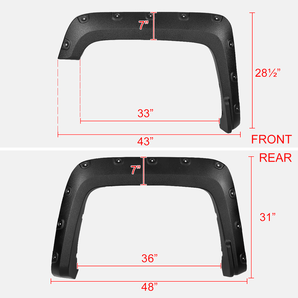 2016-2018 GMC Sierra 1500 Fleetside Textured Rivet Style Fender Flares