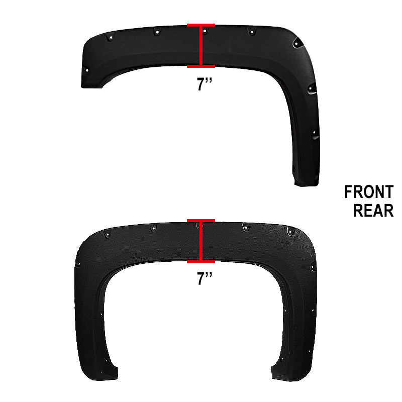 2007-2013 Chevrolet Silverado Black Rugged Texture Rivet Style Fender Flares