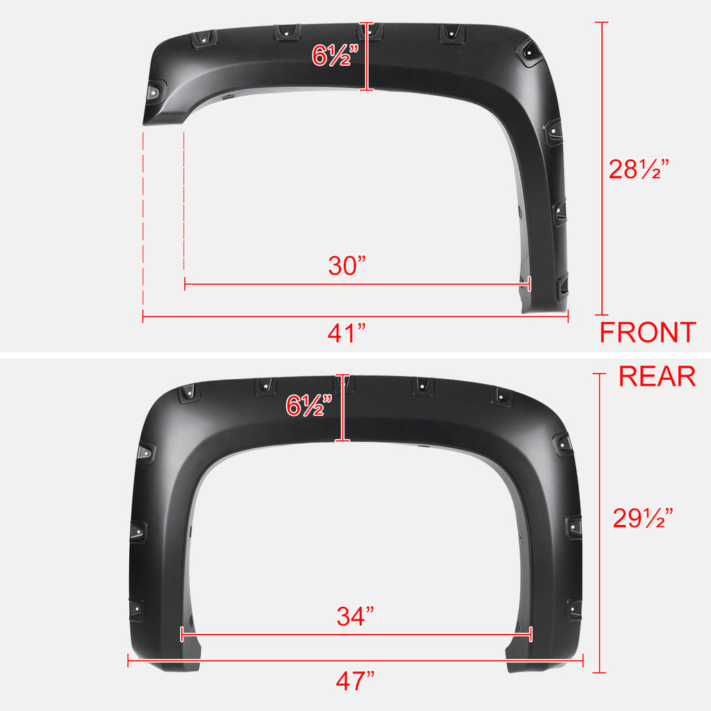2007-2013 Chevrolet Silverado 1500 69.3" Bed Fleetside Smooth Polypropylene Fender Flares