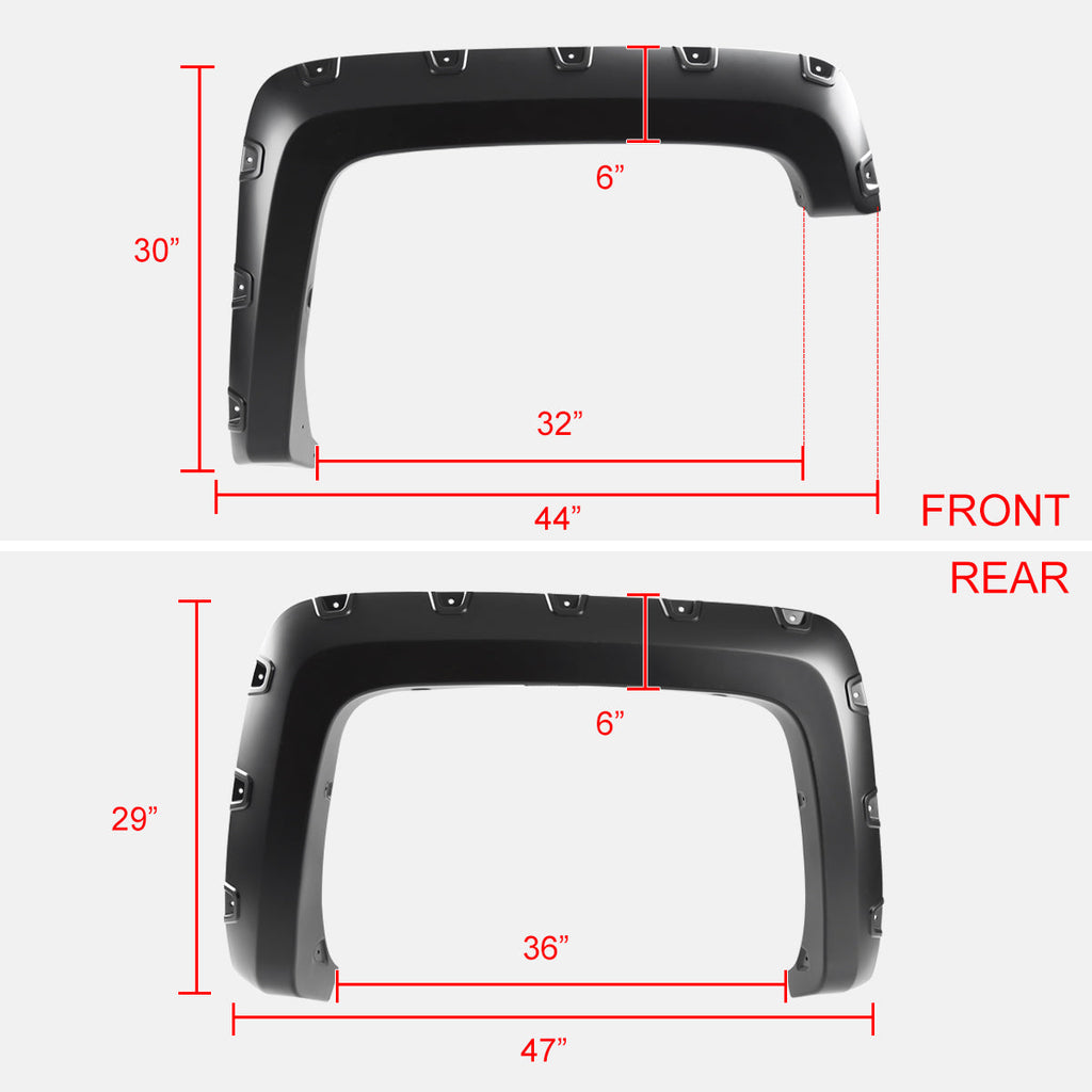 2014-2018 Chevrolet Silverado 2500HD 3500HD Fleetside Rivet Style Fender Flares