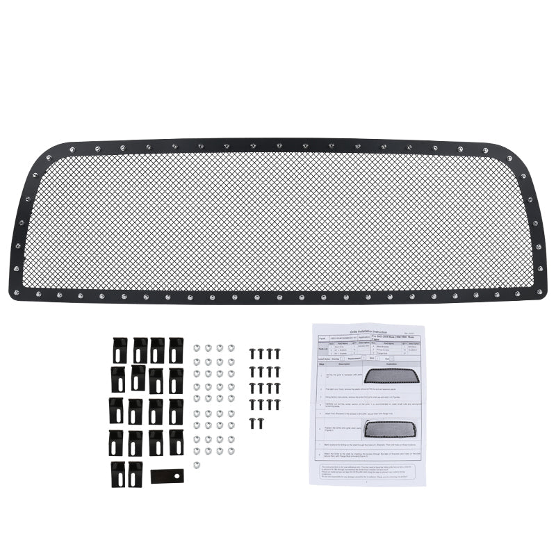 2013-2018 Dodge RAM 2500/3500 Rivet Style Black Stainless Steel Mesh Grille Insert