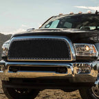 2013-2018 Dodge RAM 2500/3500 Rivet Style Black Stainless Steel Mesh Grille Insert