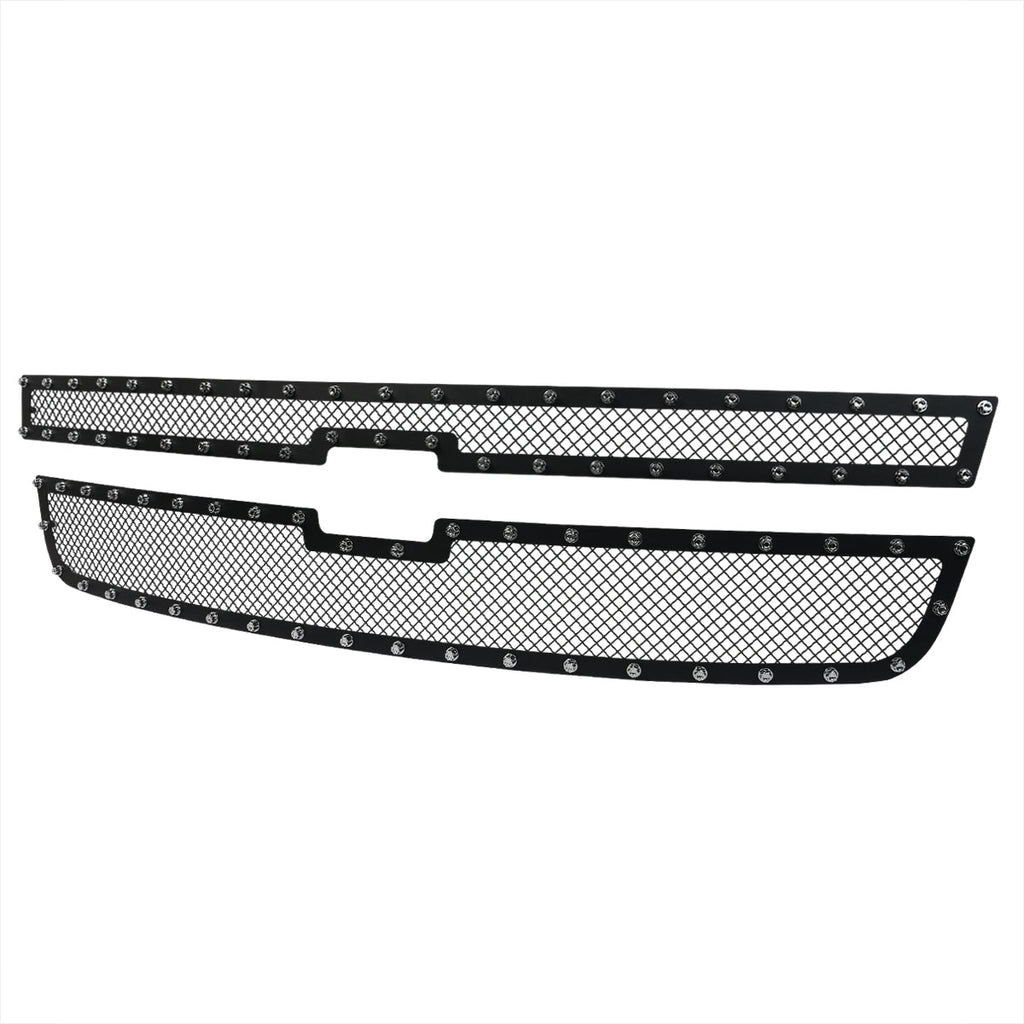 2005-2007  Chevrolet Silverado Rivet Style Black Stainless Steel 2PC Mesh Grille Insert