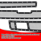 2007-2013 Chevrolet Silverado 1500/1500HD Rivet Style Black Stainless Steel 3PC Mesh Grille insert