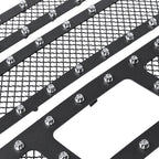 2007-2013 Chevrolet Silverado 1500/1500HD Rivet Style Black Stainless Steel 3PC Mesh Grille insert