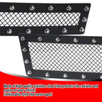 2014-2015 Chevrolet Silverado 1500 Rivet Style Stainless Steel 2PC Mesh Grille Insert (Black V2)