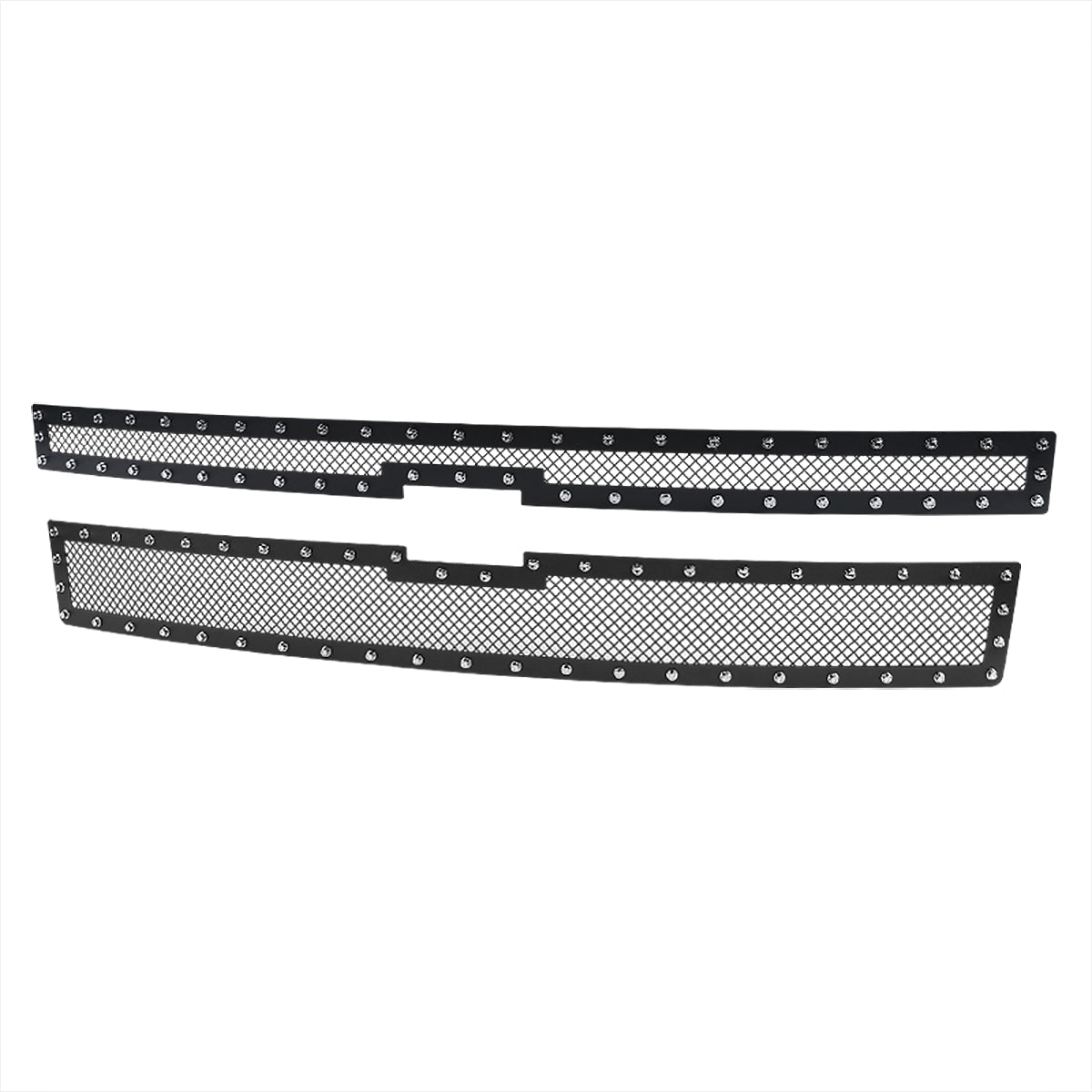 2014-2015 Chevrolet Silverado 1500 Rivet Style Stainless Steel 2PC Mesh Grille Insert (Black V2)
