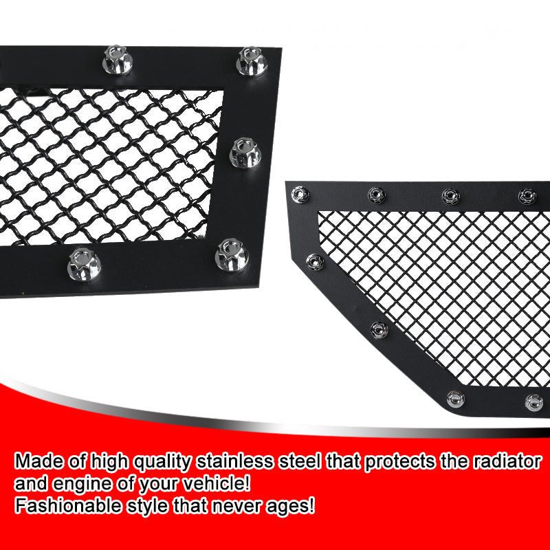 2016-2018 Chevrolet Silverado 1500 Rivet Style Black Stainless Steel 2PC Mesh Grille Insert