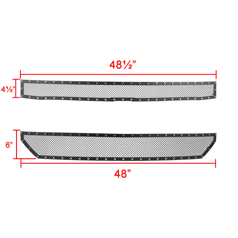 2016-2018 Chevrolet Silverado 1500 Rivet Style Black Stainless Steel 2PC Mesh Grille Insert